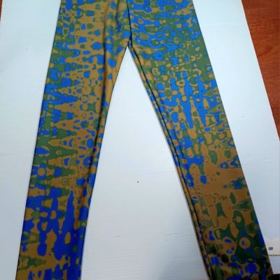 Art of Where Women Blue And Green Yoga/Workout Leggings Size Small