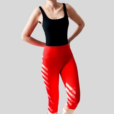 Athleta Red Orange Capri Length Leggings Yoga Workout.