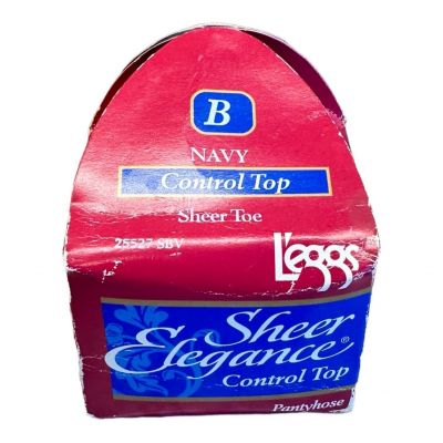 Vintage L'eggs Sheer Elegance Control Top Sheer Toe Pantyhose Navy-Size B 1995