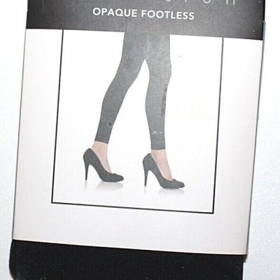 Attention Black Opaque Footless Tights  1 Pair - Plus Size 1X/2X