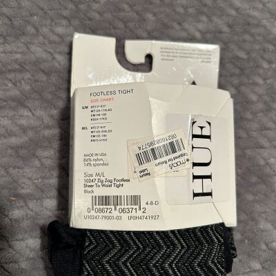 Hue Zig Zag Black Footless Tights In Size M/L-NEW