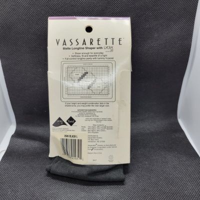 Vassarette Semi Sheer Matte Longline Shaper Black Size L NIP