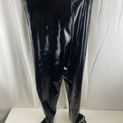 Ookie & Lala Women's Shiny Black Faux Leather Legging, Small (tear