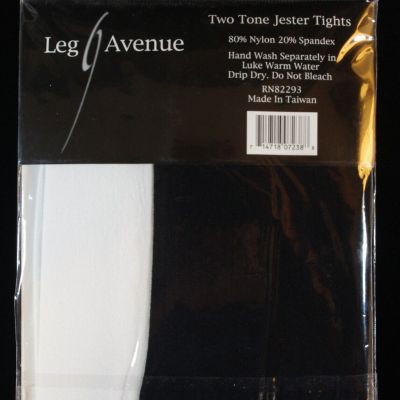 Leg Avenue Jester Tights Two Tone Red and Black One Size Fits Most NIP