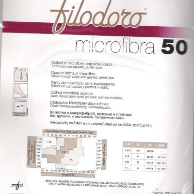Italian Filodoro Microfibra 50 Pantyhose/Tights. Top Quality. All Sizes/ Colors