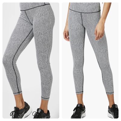 Sweaty Betty Flatter Me Jacquard Workout Leggings Black White Croc Size Small