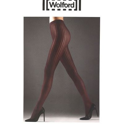 Wolford Pinstripe Opaque Tights in Black L32523 Size XS