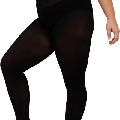 2 Pairs plus Size Opaque Tights for Women Curvy Comfort Pantyhose