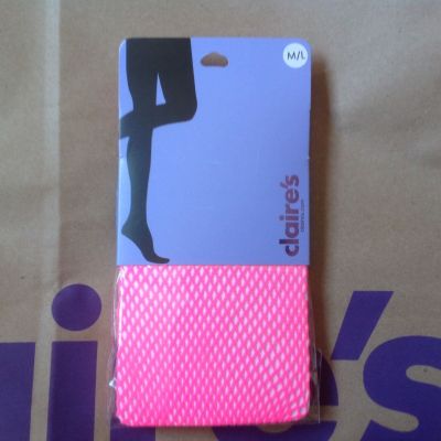 NWT Claire's Neon Pink Fishnet Tights SIZE M/L