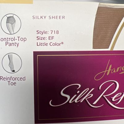 Hanes Silky Control Top Little Color Style 718 Nylons Pantyhose 1 Pair SZ EF