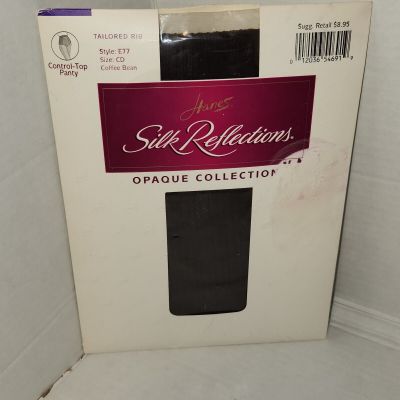 Vtg Hanes Silk Reflections E77 Sz CD Opaque Tailored Rib Coffee Bean