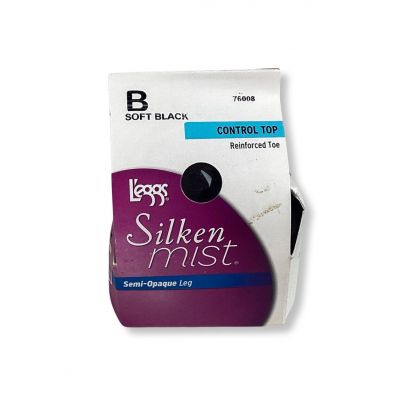 Pack of 2 Women Leggs Silken Mist Control Top Reinforced Toe B Soft Black 76008