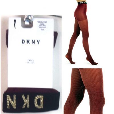 Womens DKNY Lurex Rib Control Top Tights Choose Color & Size New DYF050