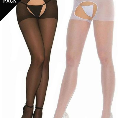 Sheer Pantyhose 2-Pack Womens OS One Size Black and White Tights