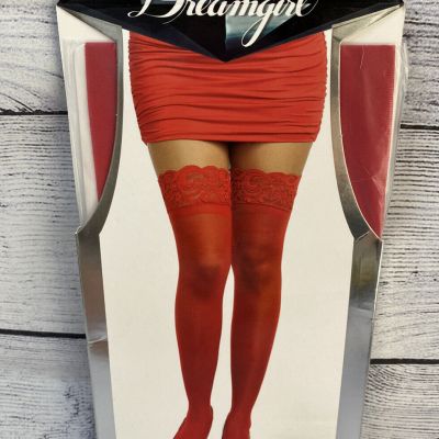 Dreamgirl Lace Stay-Up Sheer Thigh High Multi Tights Stocking Lingerie Red 0005