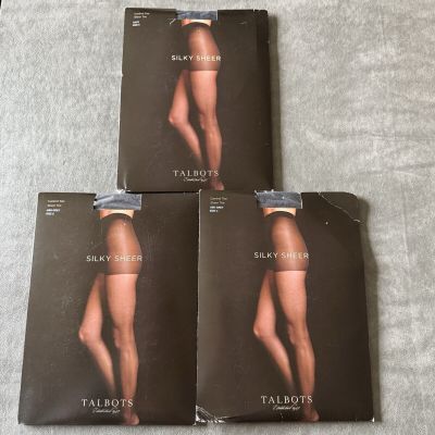 3 pair Talbots Silky Sheer Panty Hose Woman’s Size C Control Top Blue Ash Grey