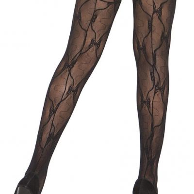 sexy ELEGANT MOMENTS bow PRINT lace TOP back seam STAY up THIGH highs STOCKINGS