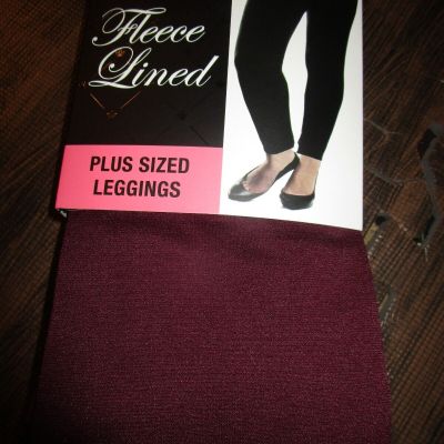 1 Pair Gold Medal Plus Size Womens Fleece Leggings Burgundy 1XL/2XL