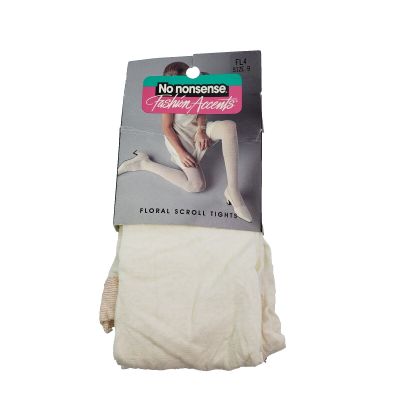 No Nonsense Fashion Accents Womens Size B FL4 White Floral Scroll Tights