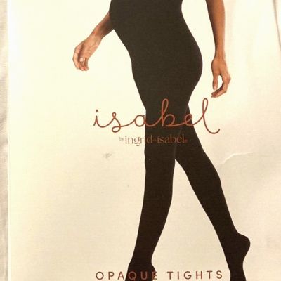 ISABEL - NEW - L/XL BLK - MATERNITY OPAQUE FOOTED TIGHTS COMFORTABLE BELLY PANEL