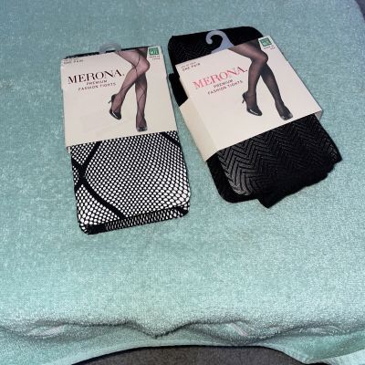 Merona Premium Fashion Tights Size M/L 2 Pair Brand New Free Shipping