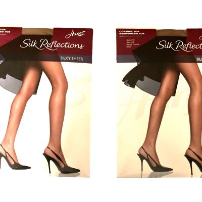 Hanes Silk Reflections Hosiery/ Stockings Lot of 2 pair,