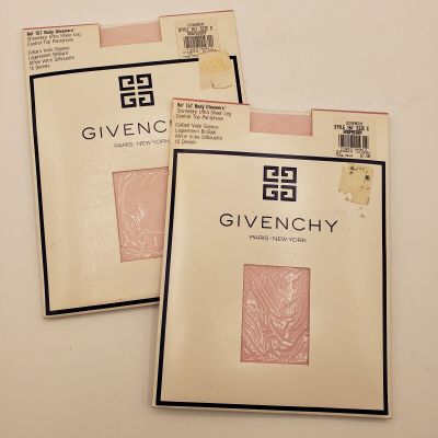 2x Givenchy Body Gleamers Control Top Shimmery Pantyhose Sz C Raspberry 1990