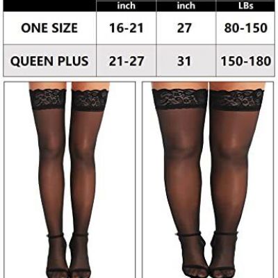 RSLOVE Women lingerie stockings Plus Size Top Lace Thigh High Stockings Sheer...