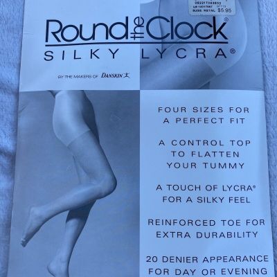 Ladies Round The Clock Silky Lycra Style 60 Color Pale Beige Size D Pantyhose