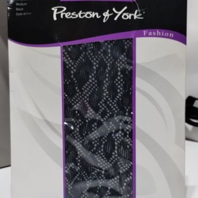 Preston & York Leopard Mesh Medium Black Fashion Style With Glamour Tights Nylon