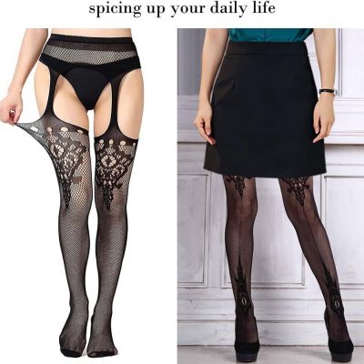 Women'S Garter Fishnet Tights Stockings High Waisted Suspender Pantyhose