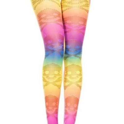 Cross Bone Women's Leggings Rainbow Novelty Hosiery Music Legs Fashion New