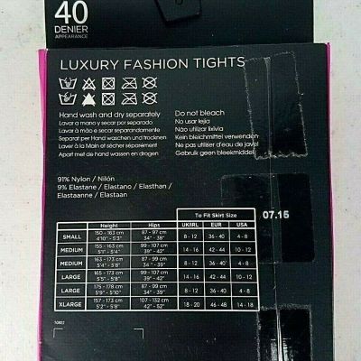 Black Tights--Luxury Fashion Tights S/M New Boxed 40 Denier--New in Package!