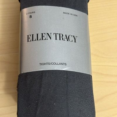2 Pair Ellen Tracy Black And Grey Nylon Spandex Tights  Style #301524 Sz S