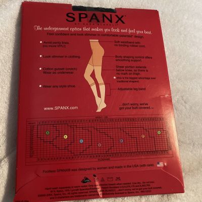 Spanx Footless Medium Control Slimming Body Shaping Pantyhose Size F Black New