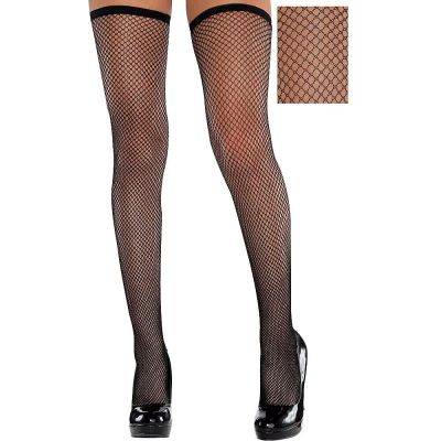 4 Pak Stay Up Fishnet Thigh Highs Silicone Stockings Hosiery Black ONE SIZE