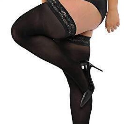 HONENNA Semi Sheer Stay Up Lingerie Plus Size Thigh High Stockings Lace Top P...