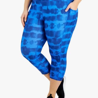 Id Ideology Women's Plus Size Tie-Dye Cropped Leggings Blue Size 3X  4890