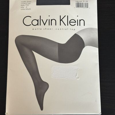 Calvin Klein Vintage 1994 Matte Sheer Control Top Pantyhose Black Size D 720