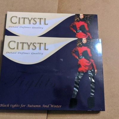 CITYSTL  Black Opaque Tights Women's L/XL  5'3-5'10, 120-180lbs 36