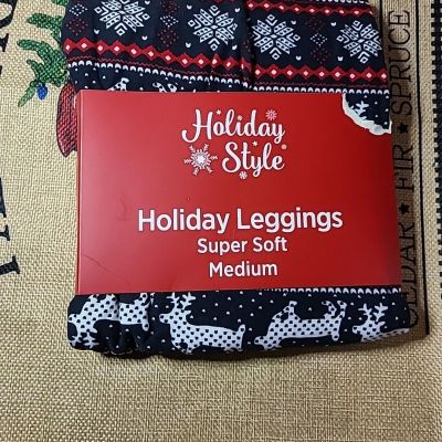 Holiday Style Leggings  Womens Medium Super Soft- NEW