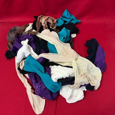 MIXED LOT OF ASSORTED PANTYHOSE SIZE VARIES - 10 Pair Of PH Various Brands/Size