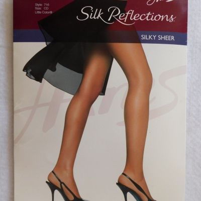 Hanes Silk Reflections Pantyhose Silky Sheer Reinforced Toe Little Color Size CD