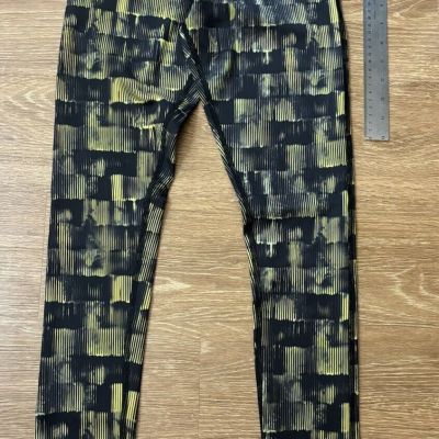 Women's Size S Bergand Black and Yellow Workout Leggings with unique cuffs