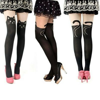 Fashion Women Girls Cartoon Socks Extra Long Sport Tube Knee High Thigh Stocking