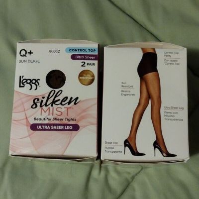 4 pair Lot Leggs Sillen Most Pantyhose Q+ Sun Beige