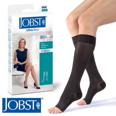 Jobst Womens UltraSheer Compression Knee Stockings 20-30 mmhg Open Toe Supports