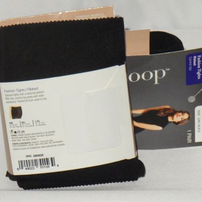 2 Pair West Loop Fashion Tights Ribbed Control Top Black Sz S/M New Great Price#