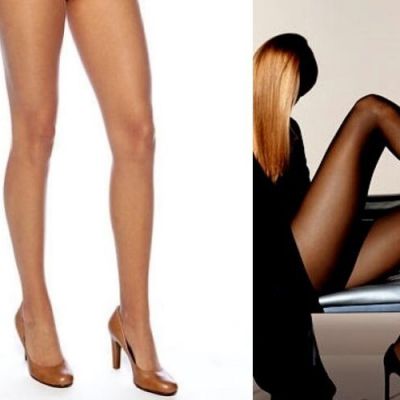 2 D LG Peavey Champagne & Black Pantyhose for Hooters Uniform Tights Work Sexy
