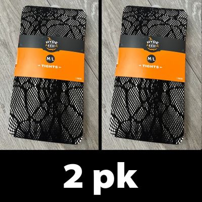 2pk HYDE and EEK Womens Fashion Fishnet Tights, Black Size M/L